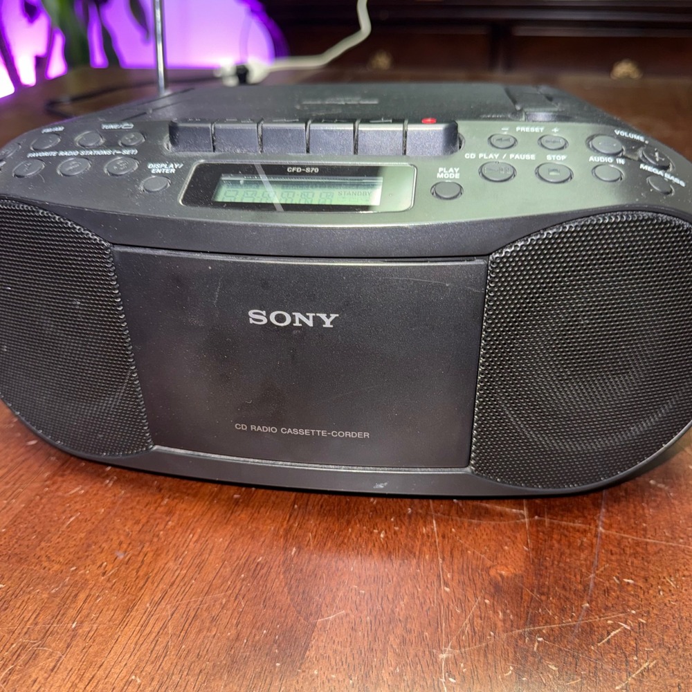 Sony CD Player Radio Cassette Corder Black CFD-S70 Mega Bass Boombox Tested